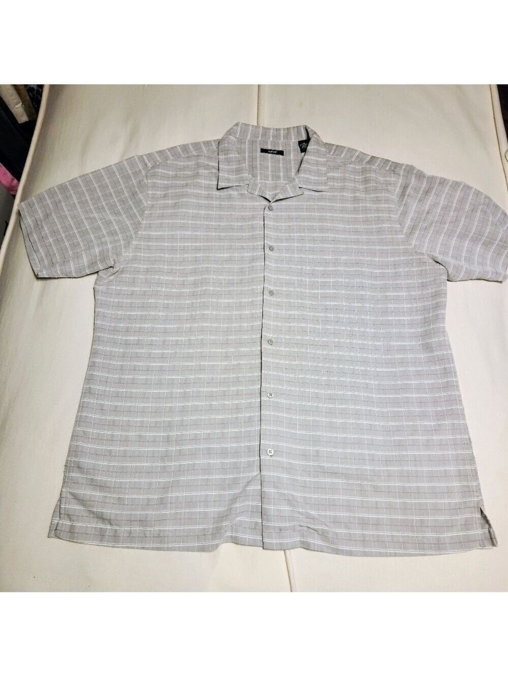 Alfani Mens Grey White Plaid Modal Blend Shirt 2XL - Picture 8 of 10